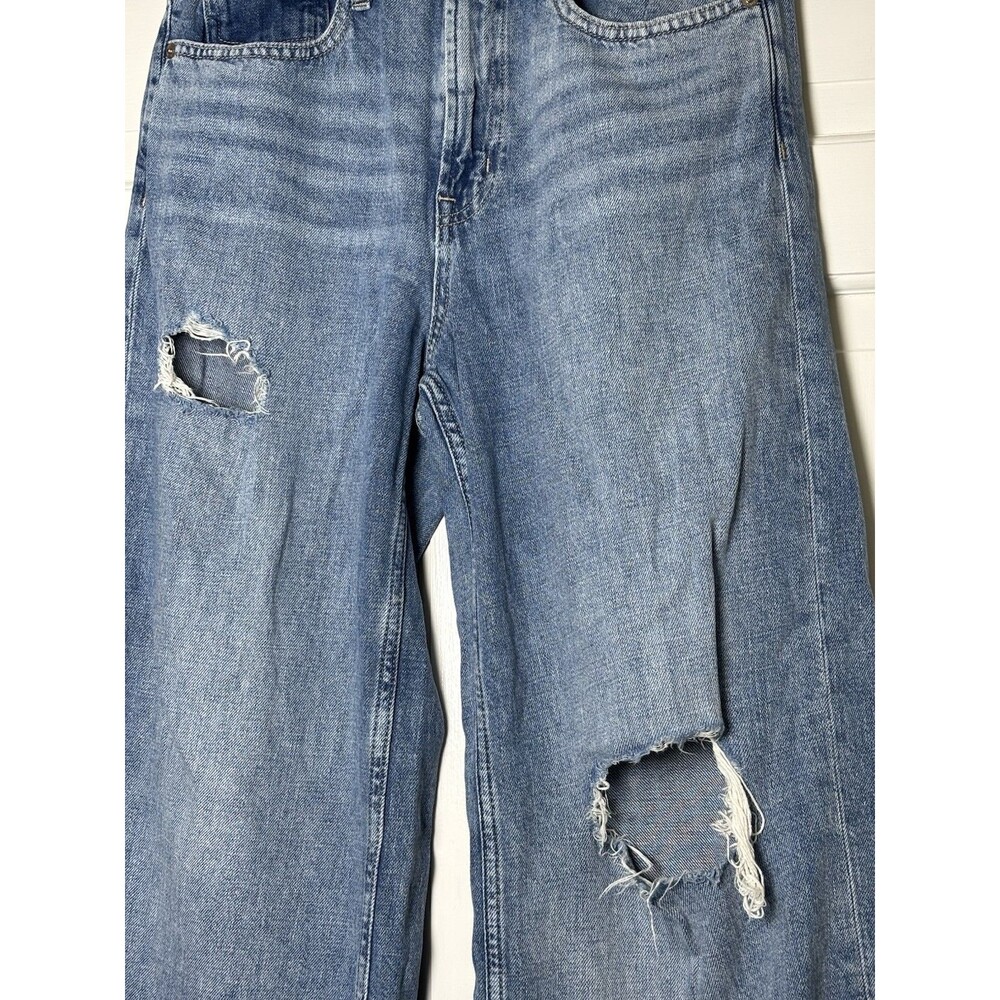 GAP Women’s High Rise Wide-Leg Light Wash Blue Denim Jeans, 5-Pocket 4/29R - Picture 2 of 7
